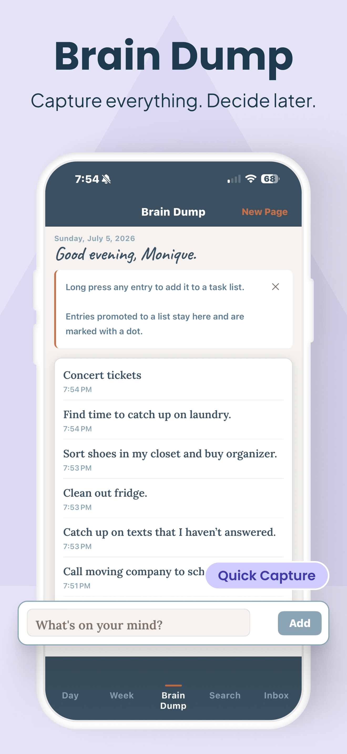 Task View Inbox — nothing falls through the cracks, missed tasks resurface automatically on iPhone